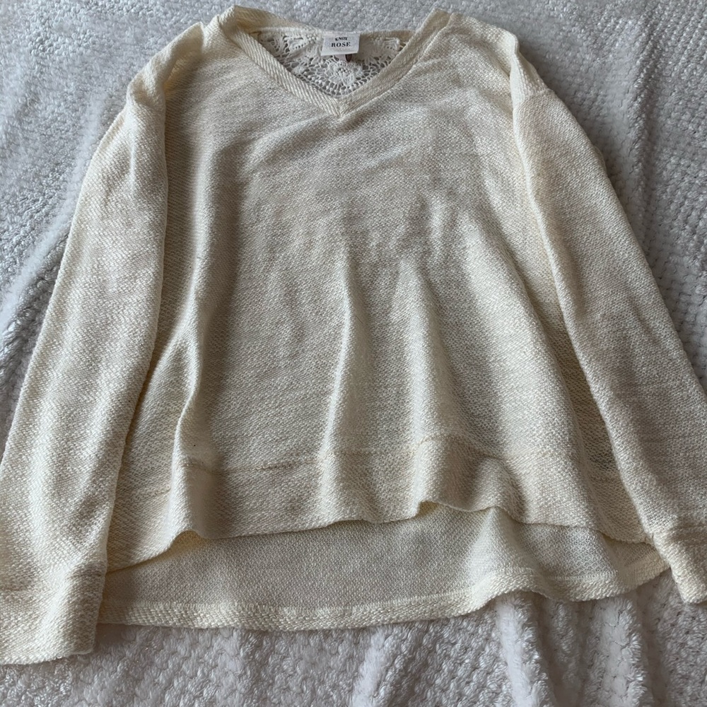 Cream boxy sweater with crochet back
